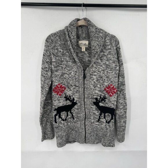 Telluride Wool Blend Zip Front Sweater Women Small Grey Holiday Winter Festive - Picture 1 of 10